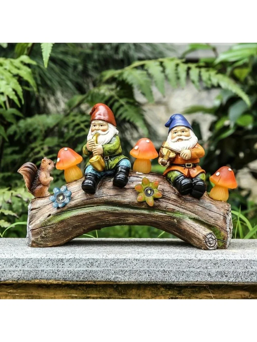 Solar-Powered Gnome Figurine with Lights - Whimsical Lawn Decor, Unique Gift